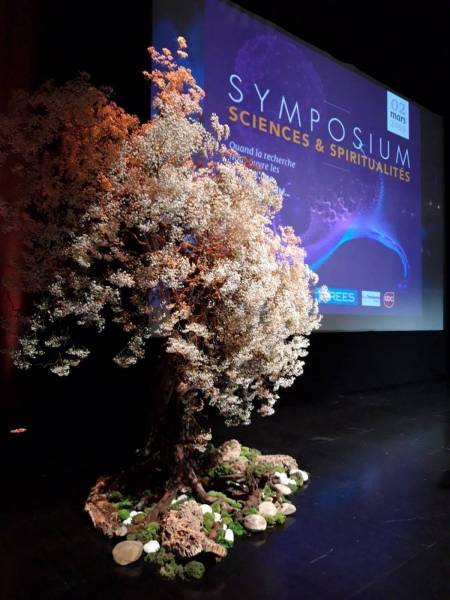 Création d'arbre en fleurs pour scène de conférence et spectacle en paca