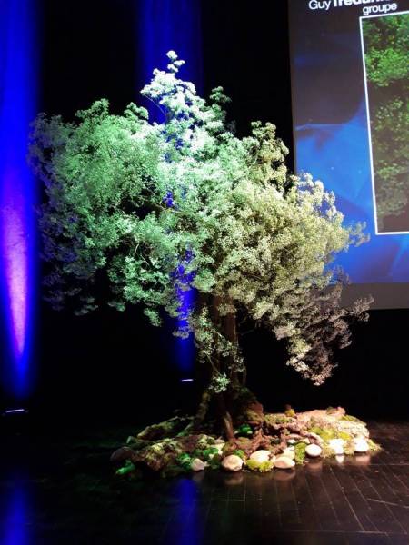 Création d'arbre en fleurs pour scène de conférence et spectacle en paca