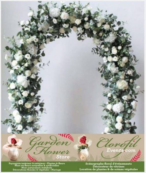 Ce modèle A 1 est arrondi à hauteur 2.25 m largeur au sol minimum 2 mètres, prix au départ à  1500 € TTC (fleurs naturelles ou artificielles). Ce modèle A 2 est arrondi à hauteur 2.25 m largeur au sol minimum 2.50 mètres, prix au départ à  1800 € TTC (fle