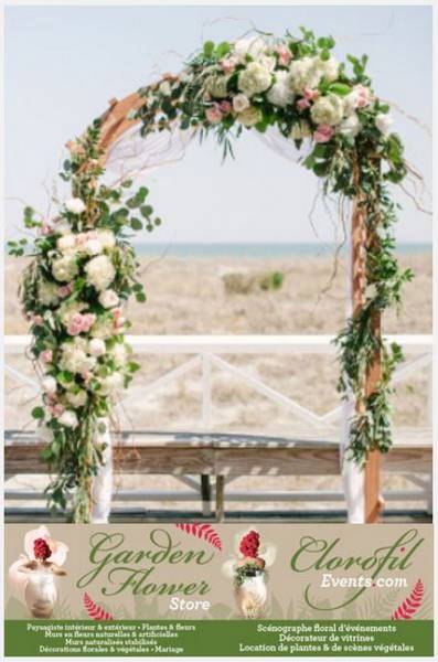 Ce modèle A 1 est arrondi à hauteur 2.25 m largeur au sol minimum 2 mètres, prix au départ à  1300 € TTC (fleurs naturelles ou artificielles). Ce modèle A 2 est arrondi à hauteur 2.25 m largeur au sol minimum 2.50 mètres, prix au départ à  1800 € TTC (fle