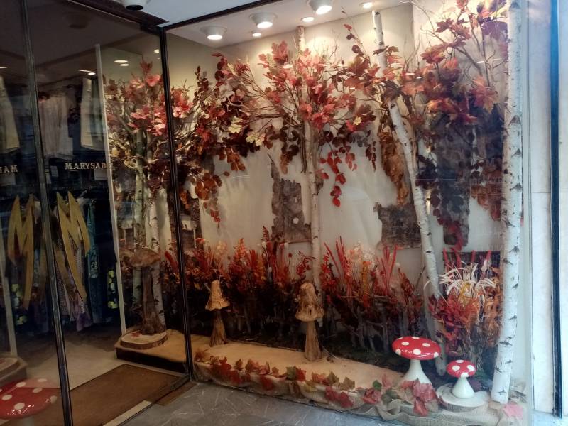 La scène florale de cette vitrine est réalisée sur une profondeur de 60 cm seulement.