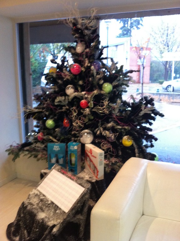 Noël, décoration de commerce, salon de coiffure, sur Vitrolles