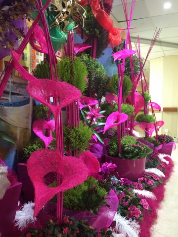 location de décor floral scènique étalagiste par abonnement pour vitrine de magasin, hall d'hotel restaurant de Cannes à Marseille