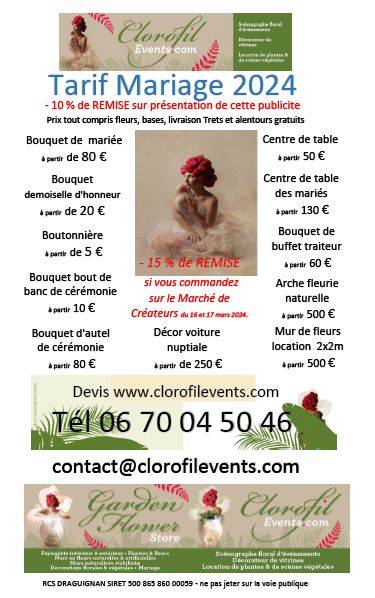 Tarif mariage prix Marché des créateurs