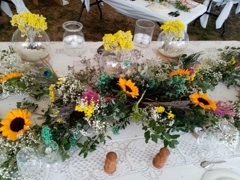 Fabrication de centres de table pour un mariage de style champêtre Provençal à Carpentras dans le Vaucluse