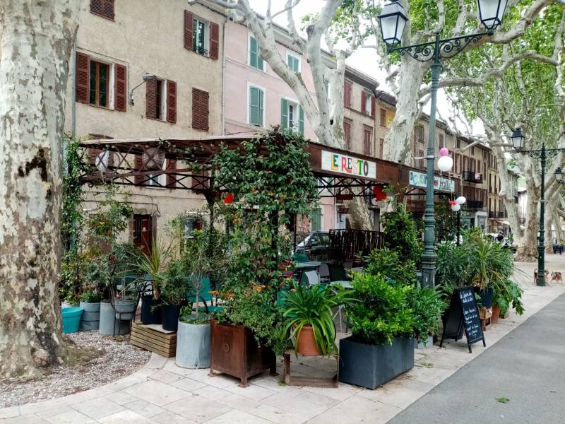 Cette juxtaposition de pots et de bacs forment une terrasse simple ou la cuisine traditionnelle est reine.
