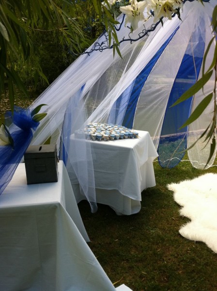 Organisation de la décoration d'un baptême en espace extérieur au Moulin de Gémenos près d'Aubagne